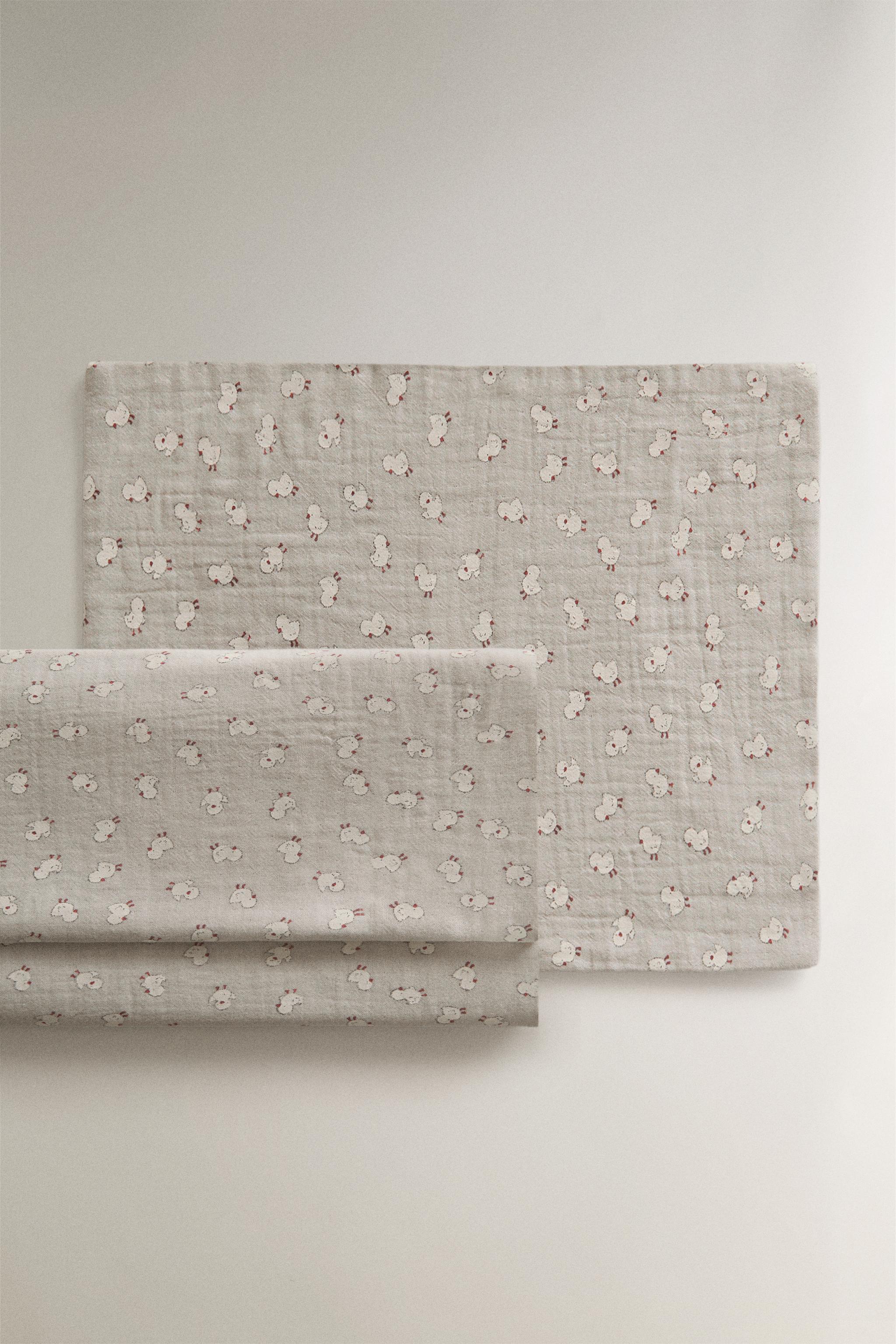 ENSEMBLE DRAPS BÉBÉ COTON GAZE POUSSINS
